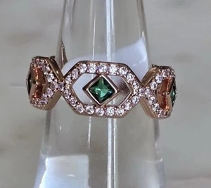 Bomb Party Ring Sz 10 May 2025 Luxe Leaf Legends Lc Emerald Rose Gold Plating - Picture 1 of 3