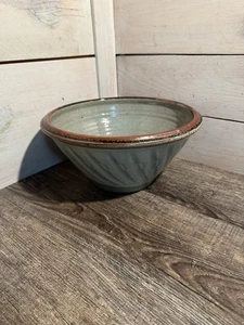 Hog Bay Pottery Mixing Bowl Glazed Gray Green Swirl Maine Studio Art Pottery - Picture 1 of 6