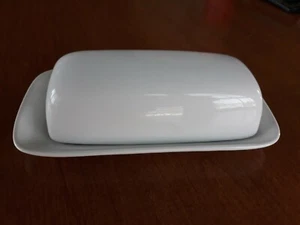 Home Basic White Porcelain Covered Butter Dish w/Lid FREE SHIP - Picture 1 of 6