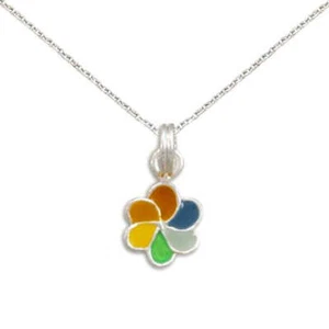 Rainbow Pinwheel Pendant Necklace Sterling Silver - Picture 1 of 1