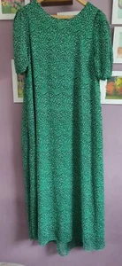 Zara L maxi dress green With Dots Short Sleeve Floaty Lined Wedding Guest - Picture 1 of 10