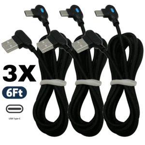 3Pack 90 Degree Right Angle USB C Fast Charger Cable 6Ft Type C Cord For Samsung - Picture 1 of 10