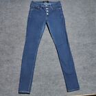 *Express Jeans Womens 6R/6R Blue Button Front Zip Fly solid Belt loops 5 pockets