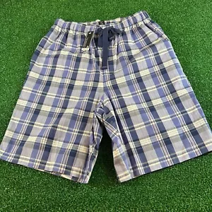 Roundtree Yorke Lounge Shorts Mens Large Tall Sleep Pajama Blue Plaid Drawstring - Picture 1 of 11