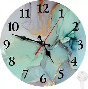 round Wall Clock Silent Non-Ticking Battery Operated Clock 10 Inch, Watercolor A - Picture 1 of 7