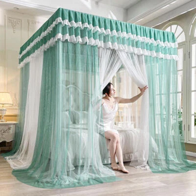 Double Layer Yarn Mosquito Net Landing Dust Proof Bed Curtain Drapes Queen King - Image 1 of 4