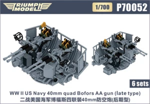 Triumph P70052 1/700 WW ll US Navy 40mm quad Bofors AA gun (late type)6sets - Picture 1 of 1