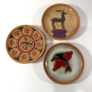 Menge 3 Original Bonis Keramik Terrakotta Emaille Teller Rhodos Griechenland 4,5" - Bild 1 von 11