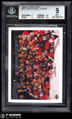 POP 1 Eric Lindros BGS 9: 1990-91 Upper Deck World Juniors Checklist Team Canada - Image 1 of 3