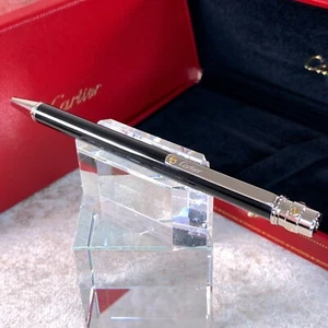 Cartier Ballpoint Pen Santos Black Lacquer Gold Screws with Case - Picture 1 of 17