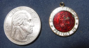 St Christopher Surf Medal Enamel Vintage Damaged - Picture 1 of 2
