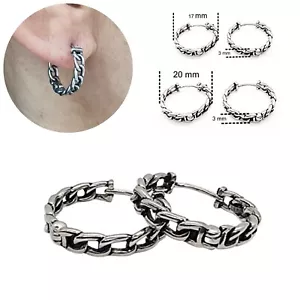 Orecchini a catena uomo donna cerchi in acciaio inox cerchietti colore argento - Bild 1 von 11