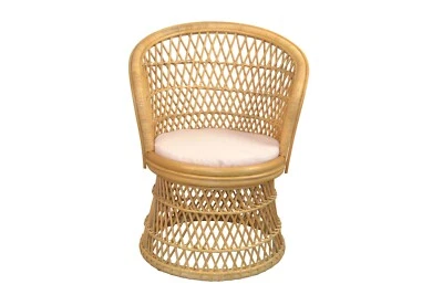 Rattansessel beige inkl. Kissen Auflage Pfauenthron Rattan Sessel Rattanstuhl - Bild 1 von 4