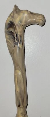 Vintage Plastic/Melamine Horse Head Shoehorn Unique Beige Marbled - 21” long Foto 1 de 4