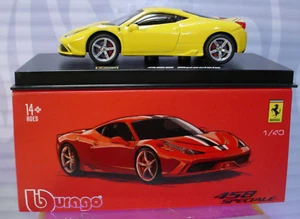 burago FERRARI 458 SPECIALE ☆yellow;black/red☆Acrylic ☆1/43 ☆Signature Series - Picture 1 of 7