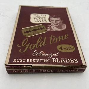 Vintage Display Pack of Gold Tone Double Edge Razor Blades 80 Count - Picture 1 of 5