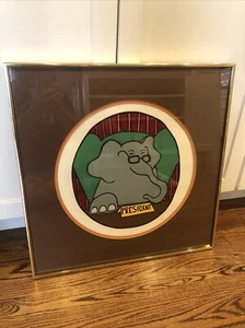 Rare Vintage 70s SILKSCREEN Print Republican GOP President Elephant - by Moss - Picture 1 of 12