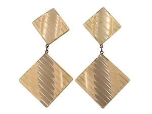 ORECCHINI CLIP PENDENTE AVORIO A RIGHE BIGIOTTERIA VINTAGE ANNI 70-90 CM 8,5 - Imagen 1 de 2