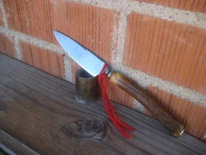 Antigua hoja de 3 1/2" * JOHN RUSSELL * Cuchillo de pelar de carbono Nogent mango de ciervo EE. UU. - Imagen 1 de 12