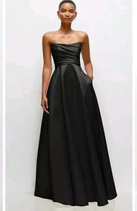 Vestido sin tirantes acanalado negro talla 20 Dessy Collection 3171 - Imagen 1 de 12
