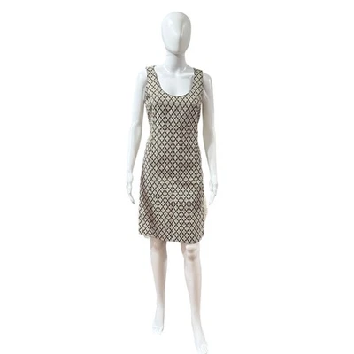 Tory Burch Womens Sleeveless Brown Cotton Geometric Dress Size 6 Quiet Luxury - Imagem 1 de 4