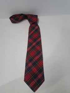 Vintage Mid-Century Pendleton Red Tartan Plaid Virgin Wool Necktie Made in USA - Picture 1 of 7