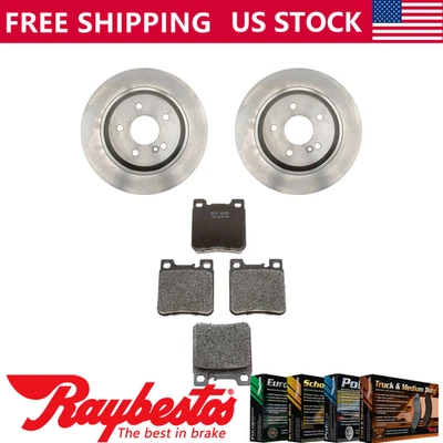 Rotores de freio traseiros + pastilhas de freio metálicas e ferragens para 2000 Mercedes-Benz CL500 - Imagem 1 de 4