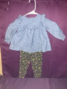 Polo Ralph Lauren Baby Mädchen 12M Outfit Langarmshirt, geblümte Leggings - Bild 1 von 15