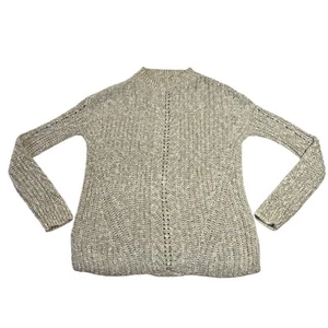 Lucky Brand High Neck Marled Pointelle Knit Sweater Size Medium Boho Casual - Picture 1 of 7