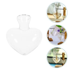 2 Pcs Love Glass Bottle Heart Jar Clear Hydroponic Vase Creative - Picture 1 of 12