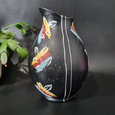 Brentleigh Ware Somerton Black and Red Mid Century Vintage Abstract Pottery Vase - Image 1 of 4