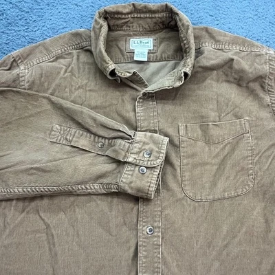 LLBean Corduroy Button Down Shirt Mens L REG Tan Long Sleeve Casual Classic - Image 1 of 4