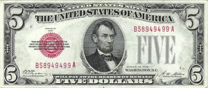 1928 $5 Small Size Legal Tender Note FR1525 - Picture 1 of 2