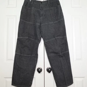 Marithe Francois Girbaud Pants Mens 38 Black Double Knee Wide VTG Denim Workwear - Picture 1 of 20