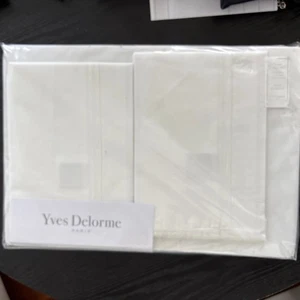 Yves Delorme Paris Queen Sheet set Parure 100% Organic Egyptian Cotton France - Picture 1 of 12