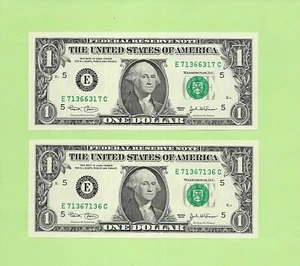 '7136 6317 & 7136 7136' .. MATCHING .. UNCIRC $1 RADAR & REPEATER 2003 & 2003 - Bild 1 von 2