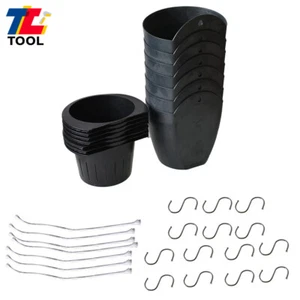 7 Pcs Black Self-Watering Plant Flower Pot Wall Hanging Planter Garden Plastic - Picture 1 of 19