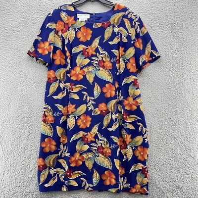 Vestido Maggie London para mujer 22 Petite WP azul seda floral maxi hawaiano Foto 1 de 4