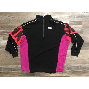 Victoria's Secret Pink Medium Black with Purple & Red 1/4 Zip Sweatshirt - Picture 1 of 6