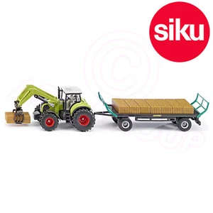 Siku 1946 Claas Tractor Bale Grab + Oehler Bale Trailer 1:50 Scale Model Toy - Picture 1 of 2