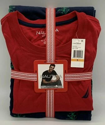 Nuevo con etiquetas Conjunto de Dormir Para Hombres S NAUTICA Pijama Cinta de Salón Rojo Árbol de Navidad Anclas Foto 1 de 4