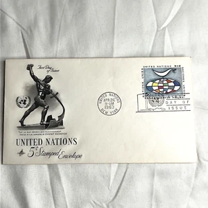 United Nations Air Mail Envelope First Day Of Issue New York 1963 Vintage USPS - Picture 1 of 6