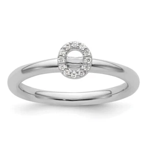 14K Weißgold Stapelbar Diamant Initial O Ring Armband Halskette - Bild 1 von 8