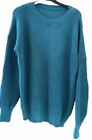 Sweater Ladies Chunky Baggy Jumper Knitted Women's Green Large 16-18