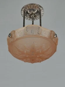 PETITOT & MULLER : FRENCH 1930 ART DECO PENDANT CHANDELIER .. lamp ceiling light - Picture 1 of 12