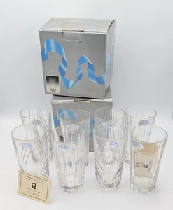 Set of 8 New Vintage Toscany Hand Cut Lead Crystal 14 oz Highball Glass Barware - Picture 1 of 6