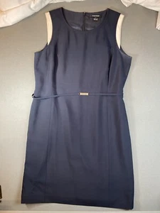 Ellen Tracy Sleeveless Silk Short Dress, With Belt Blue & White Size 16 Dress - Picture 1 of 8