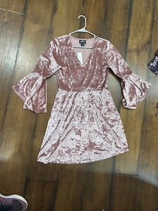 NEW Angie Dress (Francesca's) Pink Velvet-Like Dress in Womens Size Medium - Picture 1 of 1