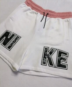 NIKE Revival Statement High Waist Women's French Terry Shorts White L DM7979-100 - Picture 1 of 11