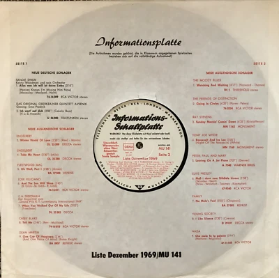 ♫ INFO-LP 1969 Elvis Presley MUSS I DENN ZUM Grand Prix PROMO Teldec MU 141 EX ♫ - Bild 1 von 2